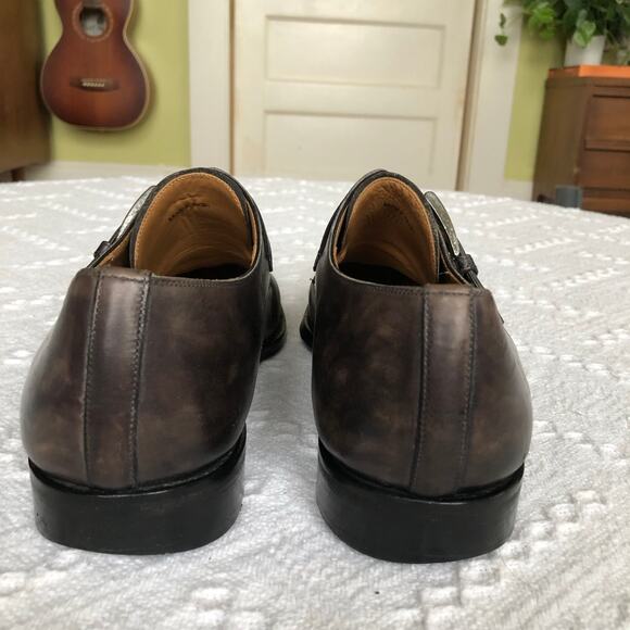 Magnanni Single-Monk Strap Dress Shoes 9 ½ B Burnished Dark Brown Leather Spain - Picture 5 of 12
